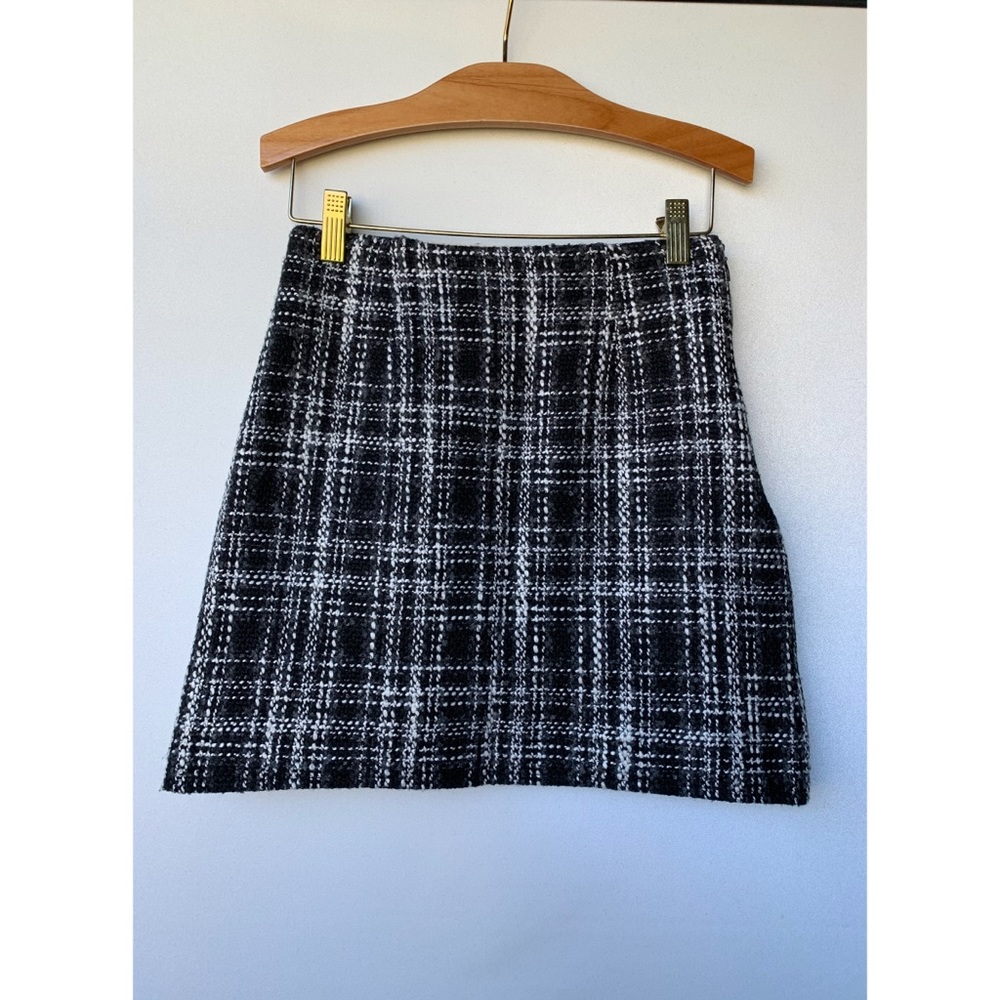 Small, PAZZO, high waisted plaid tweed mini skirt